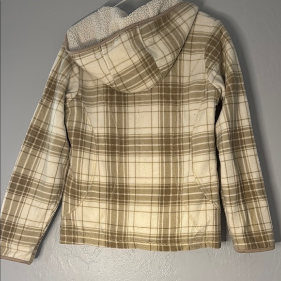 ZeroXposur Cream and Brown Jean Jacket with Cozy Hood - Picture 6 of 9